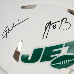 New York Jets Autographed Items^Aaron Rodgers & Garrett Wilson Autographed Riddell Flat White Speed Authentic Helmet