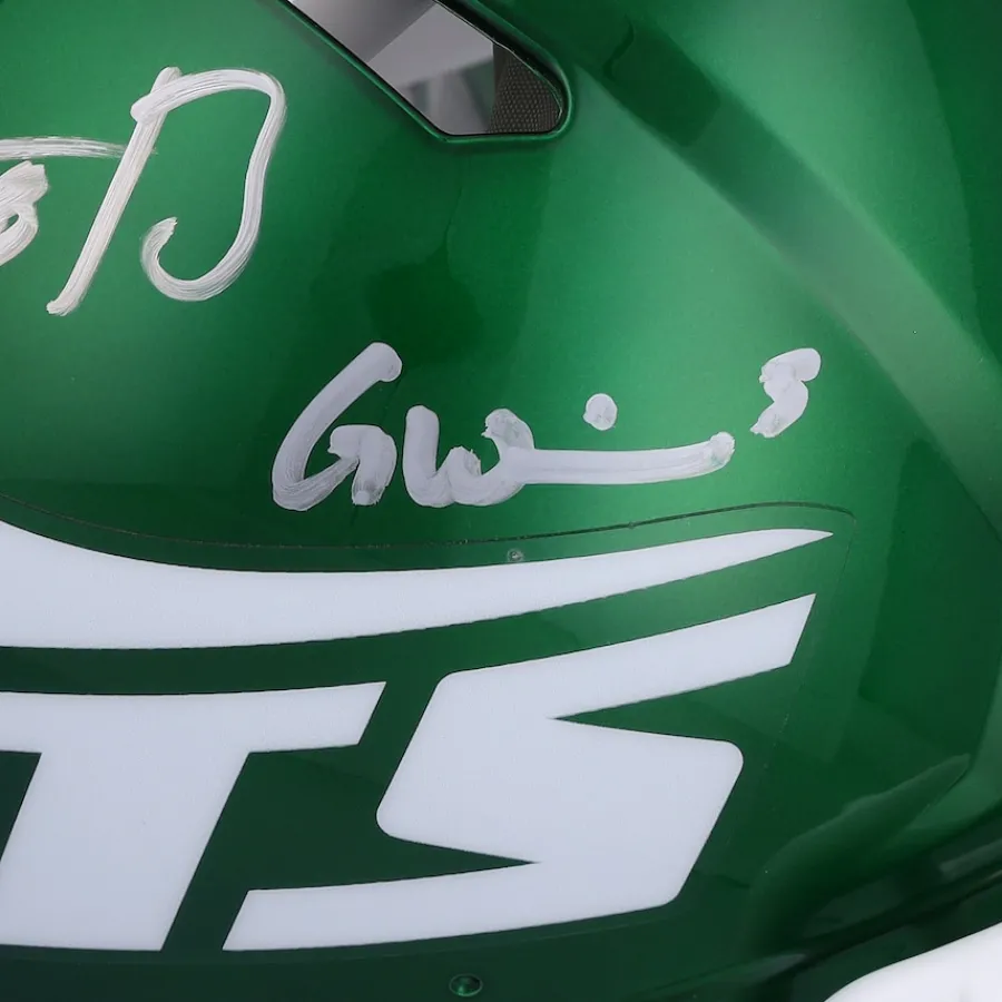 New York Jets Autographed Items | Helmets^Aaron Rodgers, Breece Hall & Garrett Wilson Autographed 2024 Riddell Speed Authentic Helmet