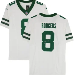 New York Jets Autographed Items | Collectible Jerseys^Aaron Rodgers Autographed White F.U.S.E. Nike Limited Jersey