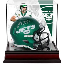 New York Jets Autographed Items | Helmets^Aaron Rodgers Autographed Riddell Speed Mini Helmet With Deluxe Mini Helmet Case