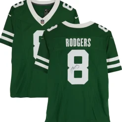 New York Jets Collectible Jerseys | Autographed Items^Aaron Rodgers Autographed Green F.U.S.E. Nike Limited Jersey