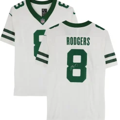 New York Jets Autographed Items | Collectible Jerseys^Aaron Rodgers Autographed White F.U.S.E. Nike Limited Jersey