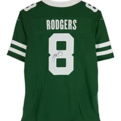 New York Jets Collectible Jerseys | Autographed Items^Aaron Rodgers Autographed Green F.U.S.E. Nike Limited Jersey