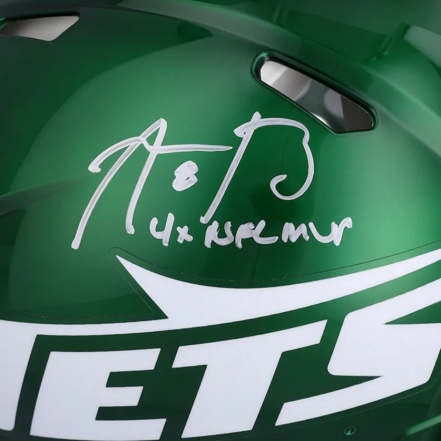 New York Jets Autographed Items | Helmets^Aaron Rodgers Autographed 2024 Riddell Speed Authentic Helmet With "4X NFL MVP" Inscription - Limited Edition Of 6