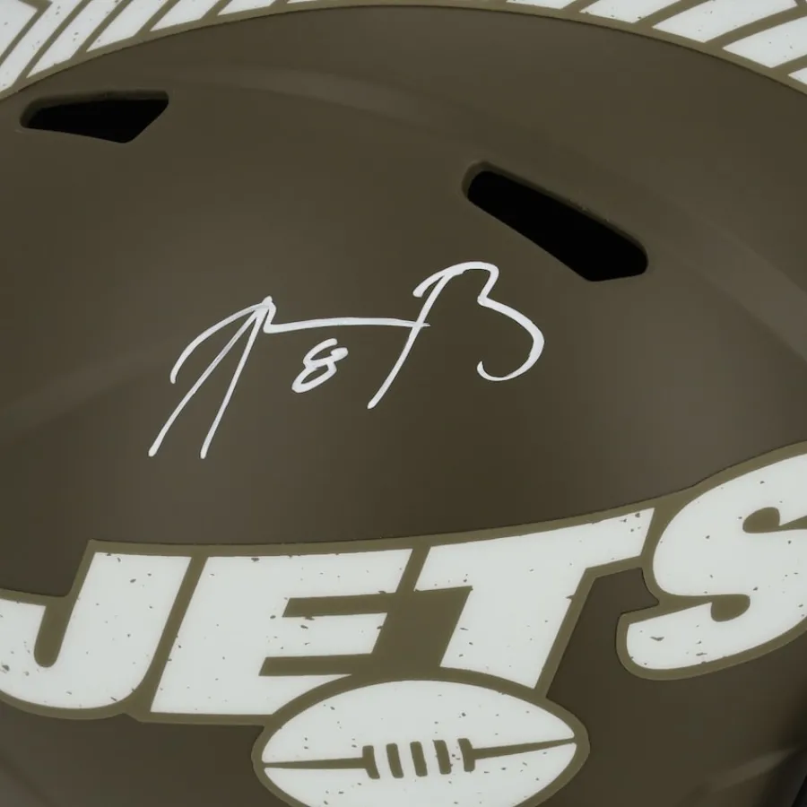 New York Jets Autographed Items^Aaron Rodgers Autographed Riddell 2022 Salute To Service Speed Replica Helmet