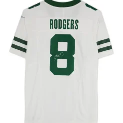 New York Jets Autographed Items | Collectible Jerseys^Aaron Rodgers Autographed White F.U.S.E. Nike Limited Jersey