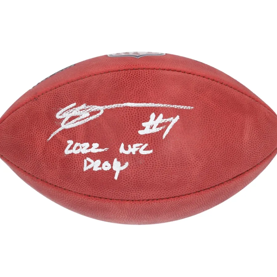 New York Jets Autographed Items | Footballs^Ahmad Sauce Gardner Autographed Wilson Duke Full Color Football With "2022 NFL DROY" Inscription