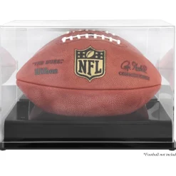New York Jets Display Cases^Black Base Acrylic Football Display Case With Mirror Back