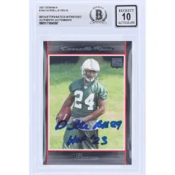 New York Jets Trading Cards^Darrelle Revis Autographed 2007 Bowman #199 Beckett Fanatics Witnessed Authenticated 10 Rookie Card With "HOF '23" Inscription