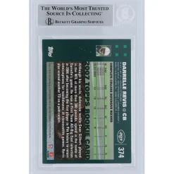 New York Jets Trading Cards^Darrelle Revis Autographed 2007 Topps #374 Beckett Fanatics Witnessed Authenticated Rookie Card