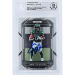 New York Jets Trading Cards^Garrett Wilson Autographed 2022 Panini Prizm #309 Beckett Fanatics Witnessed Authenticated Rookie Card
