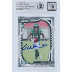 New York Jets Trading Cards^Garrett Wilson Autographed 2022 Panini Absolute #106 Beckett Fanatics Witnessed Authenticated 10 Rookie Card