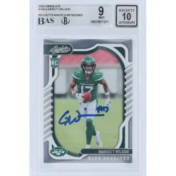 New York Jets Trading Cards^Garrett Wilson Autographed 2022 Panini Absolute #106 Beckett Fanatics Witnessed Authenticated 9/10 Rookie Card