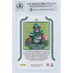 New York Jets Trading Cards^Garrett Wilson Autographed 2022 Panini Donruss Elite Series Rookies #ESR-6 Beckett Fanatics Witnessed Authenticated 9/10 Rookie Card