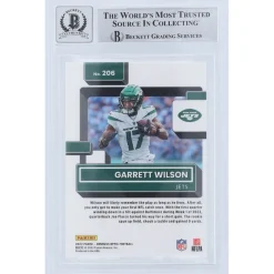 New York Jets Trading Cards^Garrett Wilson Autographed 2022 Panini Donruss Optic Rated Rookie #206 Beckett Fanatics Witnessed Authenticated 9/10 Rookie Card With