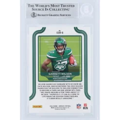 New York Jets Trading Cards^Garrett Wilson Autographed 2022 Panini Donruss Elite Series Rookies #ESR-6 Beckett Fanatics Witnessed Authenticated Rookie Card
