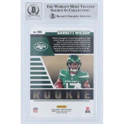 New York Jets Trading Cards^Garrett Wilson Autographed 2022 Panini Zenith Red Zone #106 Beckett Fanatics Witnessed Authenticated 9/10 Rookie Card With 