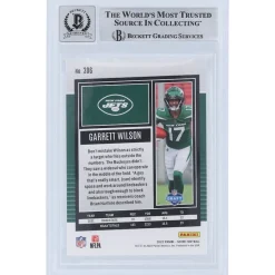 New York Jets Trading Cards^Garrett Wilson Autographed 2022 Panini Score #306 Beckett Fanatics Witnessed Authenticated 9/10 Rookie Card
