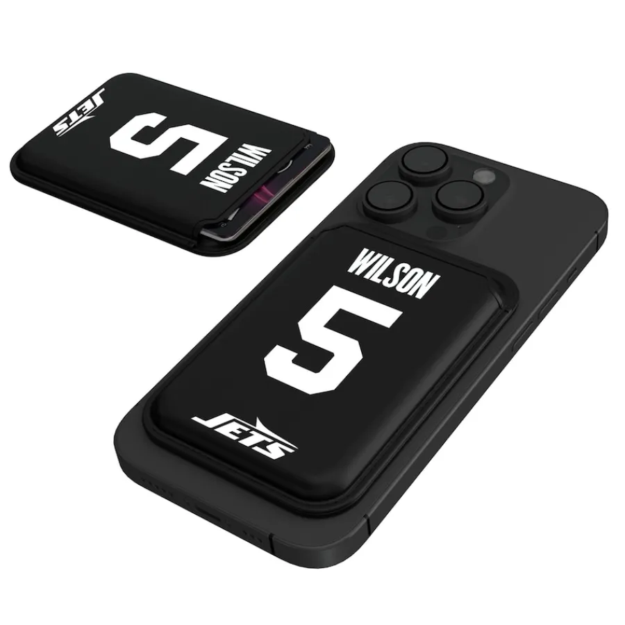 New York Jets Checkbooks-Wallets^Keyscaper Garrett Wilson Black Magnetic Credit Card Wallet