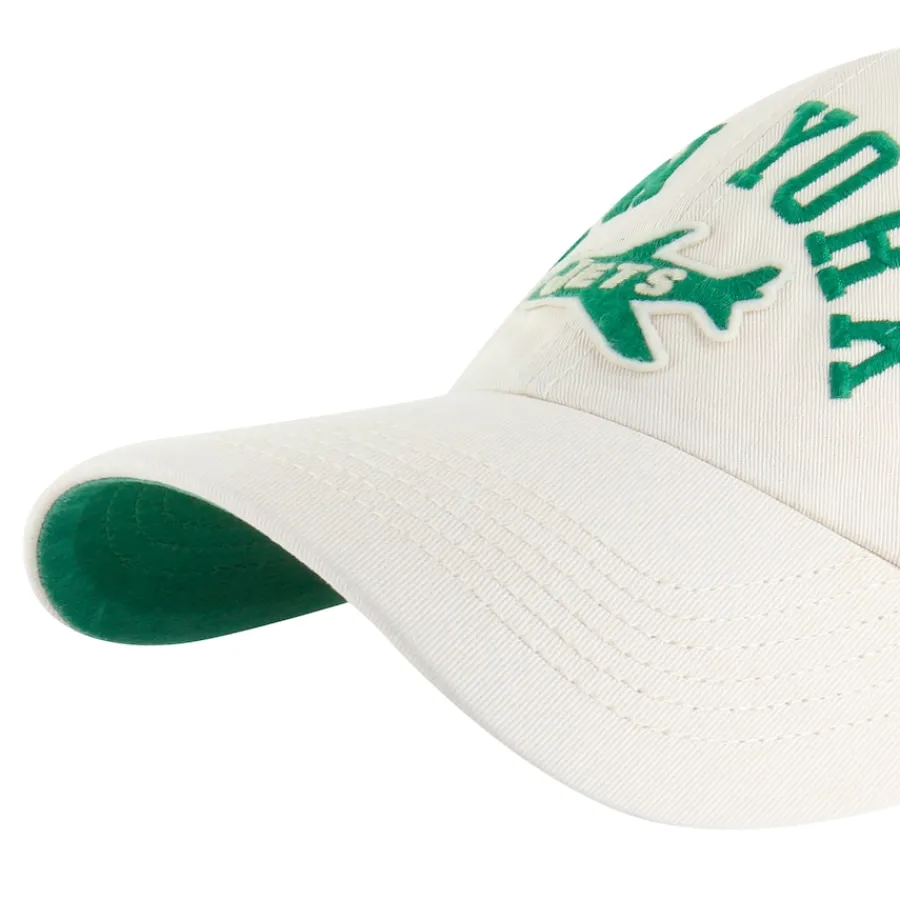 New York Jets Adjustable^Men's '47 Cream Throwback Clubhouse Faber Clean Up Adjustable Hat