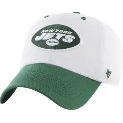 New York Jets Hats | Men^Men's '47 White/Green Double Header Diamond Clean Up Adjustable Hat