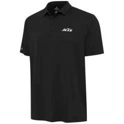 New York Jets Polos^Men's Antigua Black Reprocess Polo