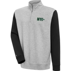 New York Jets Jackets | Sweatshirts & Fleece^Men's Antigua Heather Gray Victory Quarter-Zip Pullover Top