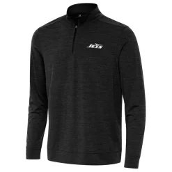New York Jets Jackets^Men's Antigua Heather Black Bright Quarter-Zip Top