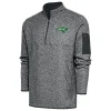 New York Jets Big & Tall^Men's Antigua Heather Charcoal Throwback Fortune Big & Tall Quarter-Zip Pullover Jacket