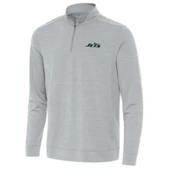 New York Jets Jackets^Men's Antigua Heather Gray Bright Quarter-Zip Top