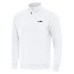 New York Jets Jackets | Sweatshirts & Fleece^Men's Antigua White Victory Quarter-Zip Pullover Top