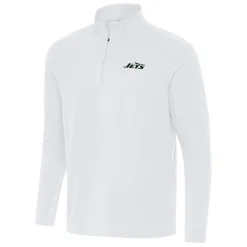 New York Jets Jackets | Sweatshirts & Fleece^Men's Antigua White Intent Quarter-Zip Pullover Top