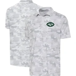 New York Jets Polos^Men's Antigua White Collide Polo