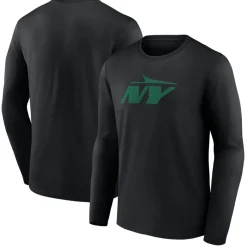 New York Jets Long Sleeved^Men's Black Secondary Logo Long Sleeve T-Shirt
