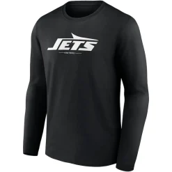 New York Jets Long Sleeved^Men's Black Logo Team Lockup Long Sleeve T-Shirt