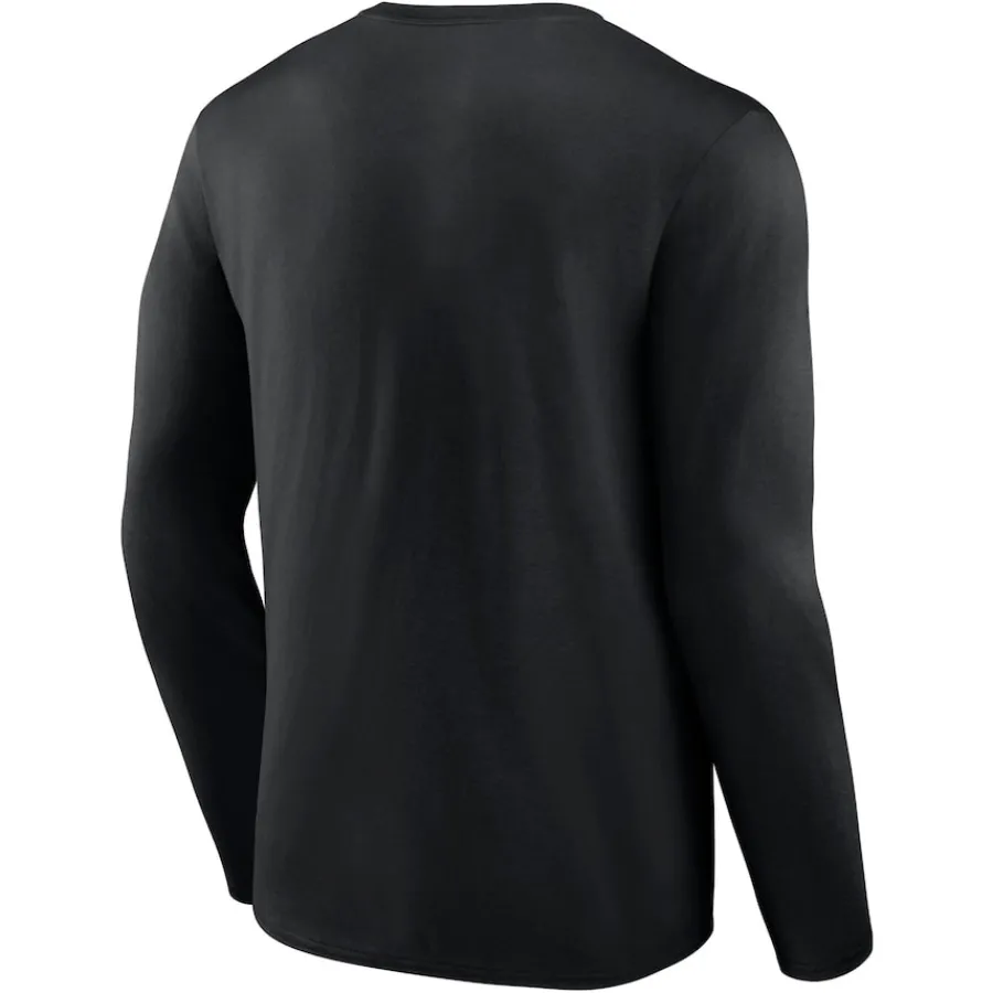 New York Jets Long Sleeved^Men's Black Logo Team Lockup Long Sleeve T-Shirt