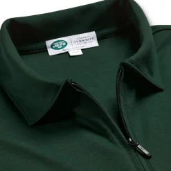New York Jets Polos^Men's Charles Tyrwhitt Green Quarter-Zip Polo