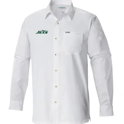 New York Jets Sweaters & Dress Shirts^Men's Columbia White Slack Tide Omni-Wick Button-Up Long Sleeve Shirt