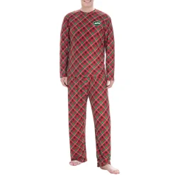 New York Jets Underwear & Sleepwear^Men's Concepts Sport Red Holly Allover Print Long Sleeve T-Shirt & Pants Sleep Set