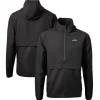 New York Jets Jackets | Sweatshirts & Fleece^Men's Cutter & Buck Black Monochromatic Logo Charter Eco Recycled Half-Zip Anorak Jacket