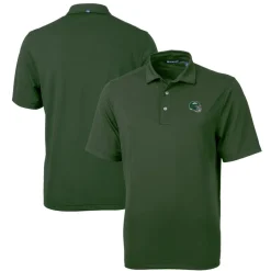New York Jets Polos^Men's Cutter & Buck Hunter Green Helmet DryTec Virtue Eco Pique Recycled Polo