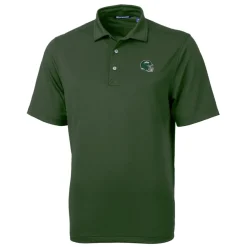 New York Jets Polos^Men's Cutter & Buck Hunter Green Helmet DryTec Virtue Eco Pique Recycled Polo