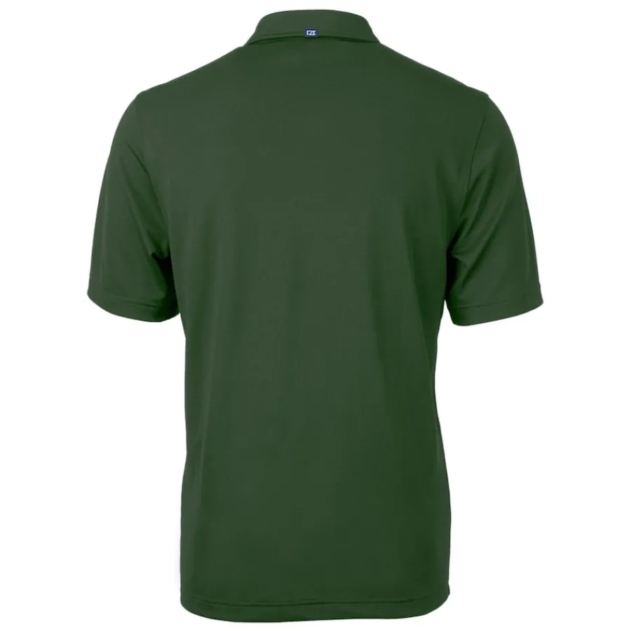 New York Jets Polos^Men's Cutter & Buck Hunter Green Helmet DryTec Virtue Eco Pique Recycled Polo