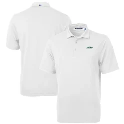 New York Jets Polos^Men's Cutter & Buck White Primary Logo DryTec Virtue Eco Pique Recycled Polo