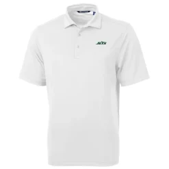 New York Jets Polos^Men's Cutter & Buck White Primary Logo DryTec Virtue Eco Pique Recycled Polo