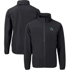 New York Jets Big & Tall^Men's Cutter & Buck Black Big & Tall Helmet Charter Eco Knit Recycled Full-Zip Jacket