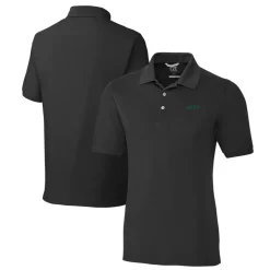 New York Jets Big & Tall^Men's Cutter & Buck Black Big & Tall Primary Logo Advantage Tri-Blend Pique Polo