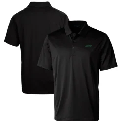 New York Jets Polos^Men's Cutter & Buck Black Primary Logo Prospect Eco Textured Stretch Recycled Polo