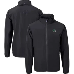 New York Jets Big & Tall^Men's Cutter & Buck Black Big & Tall Helmet Charter Eco Knit Recycled Full-Zip Jacket