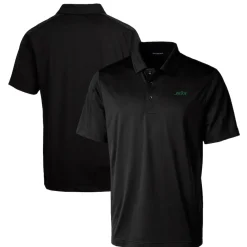 New York Jets Polos | Big & Tall^Men's Cutter & Buck Black Primary Logo Big & Tall Prospect Eco Textured Stretch Recycled Polo